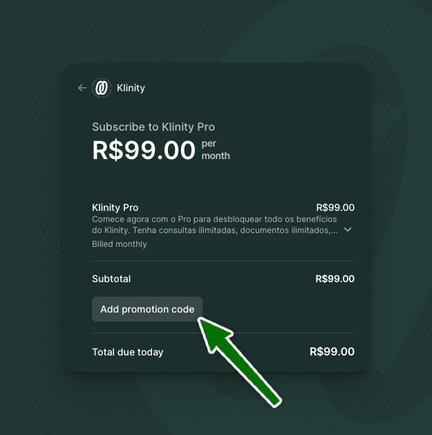 Clique em Add promotion code