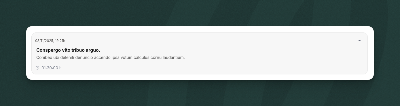 Card do topo mostrando informações da consulta