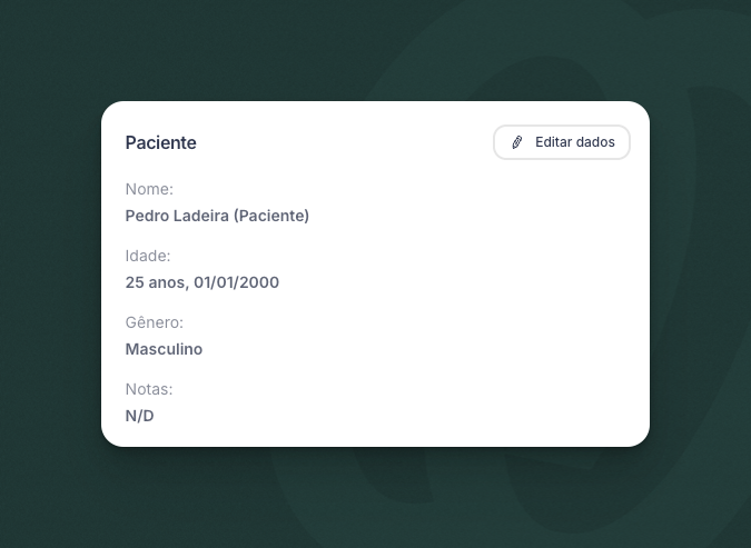 Card com informações do paciente