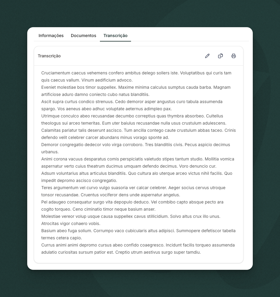 Transcrição detalhada