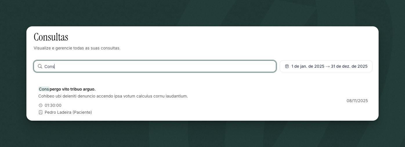 Campo de busca em uso