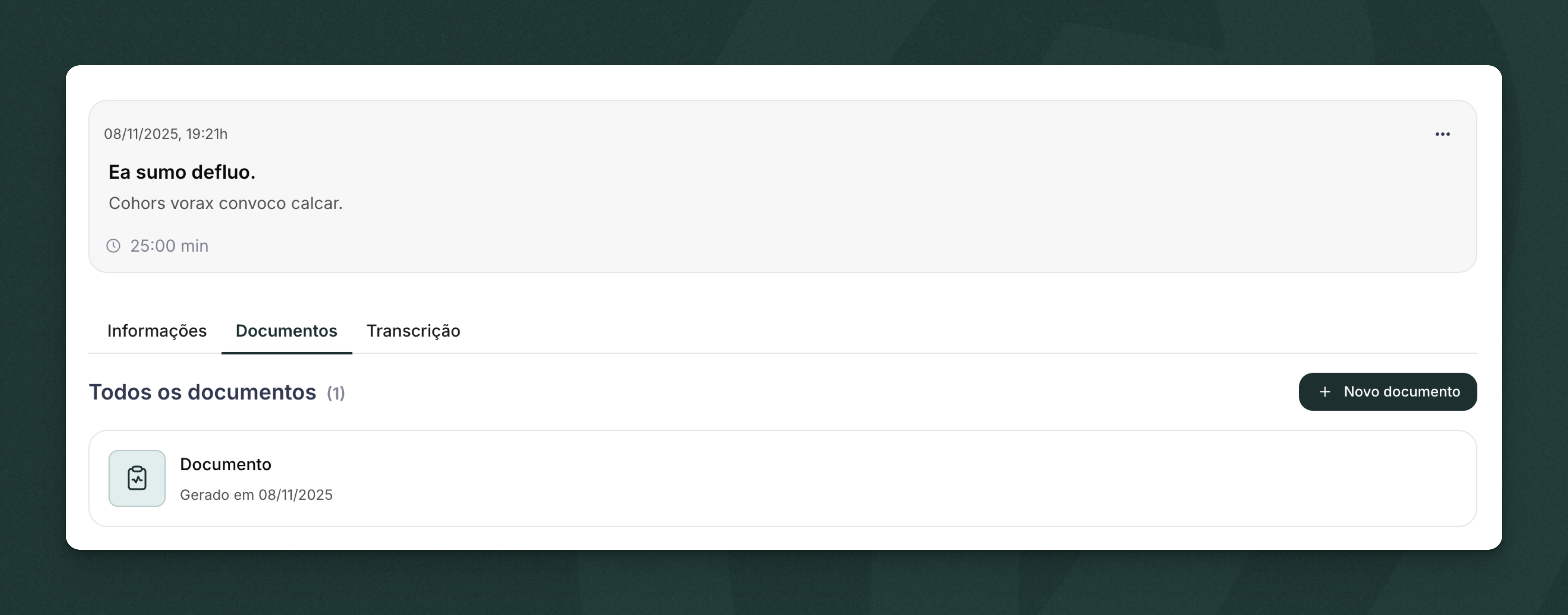 Documento auxiliar gerado na listagem