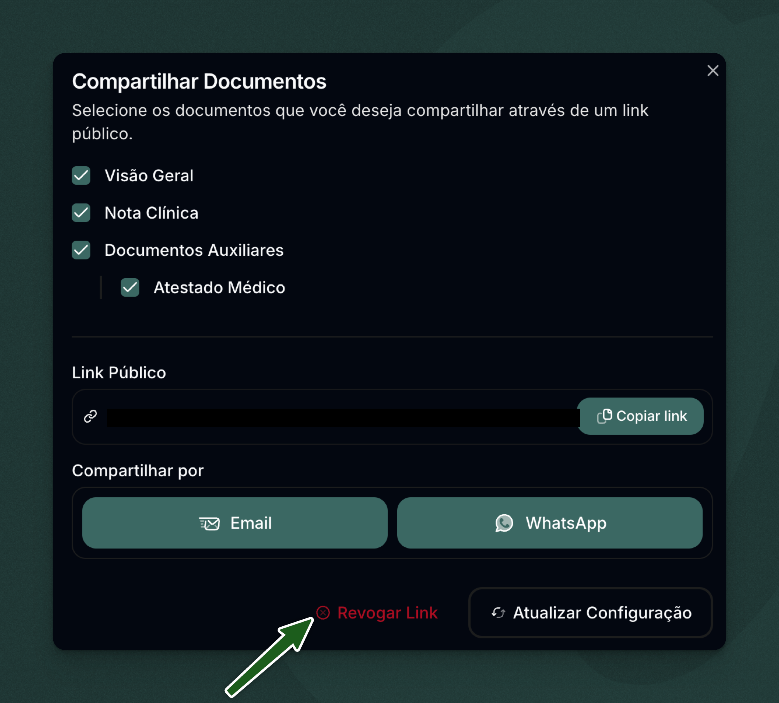 Modal de revogação de acesso