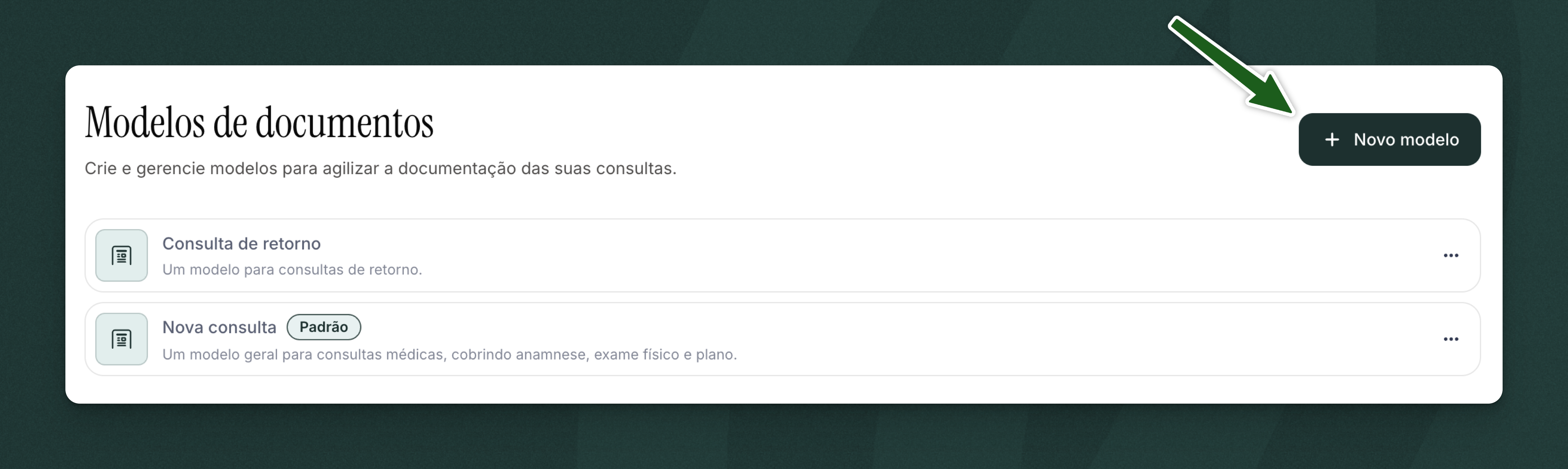 Botão de novo modelo