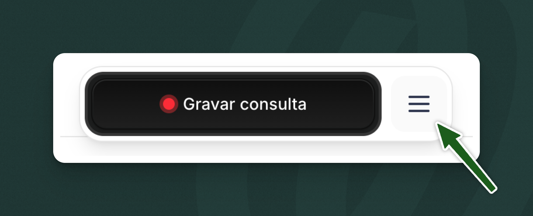 Widget de gravação com menu destacado