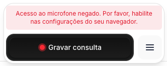 Aviso em vermelho quando o microfone está negado