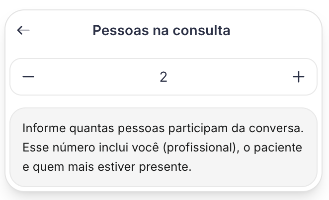 Imagem da tela Pessoas na consulta com o seletor numérico e o texto explicativo
